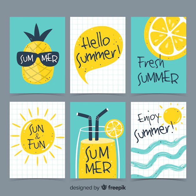 Free Vector | Hand drawn summer card collection