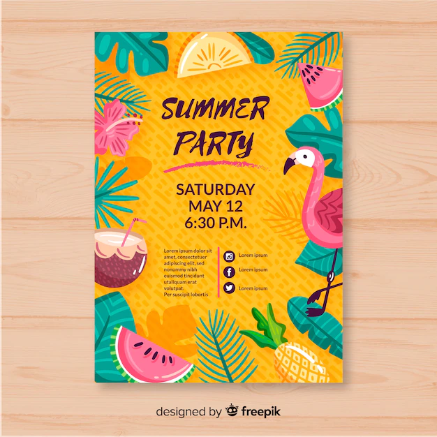 Free Vector | Hand drawn summer party poster template