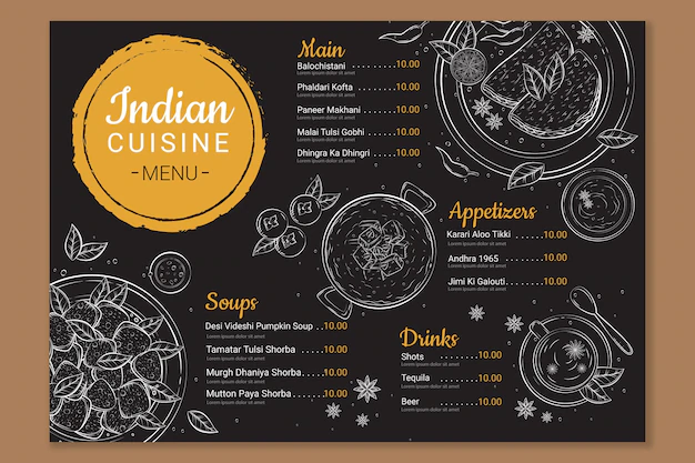 Free Vector | Hand drawn traditional indian restaurant menu template