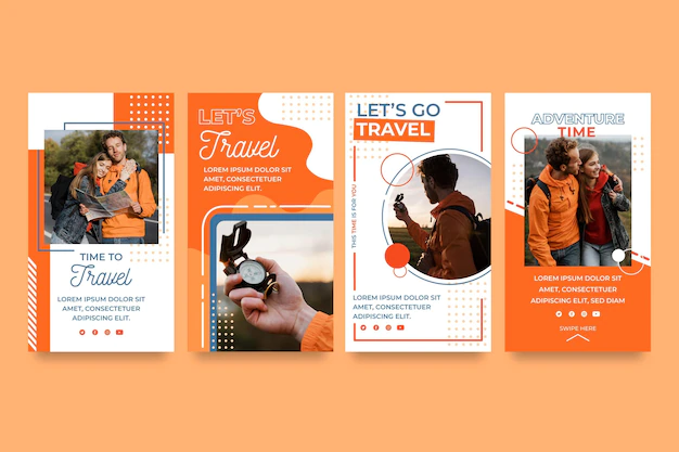 Free Vector | Hand drawn travel instagram story collection