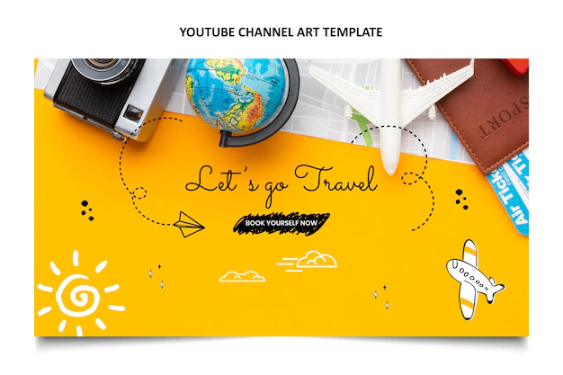 Free Vector | Hand drawn travel youtube channel art