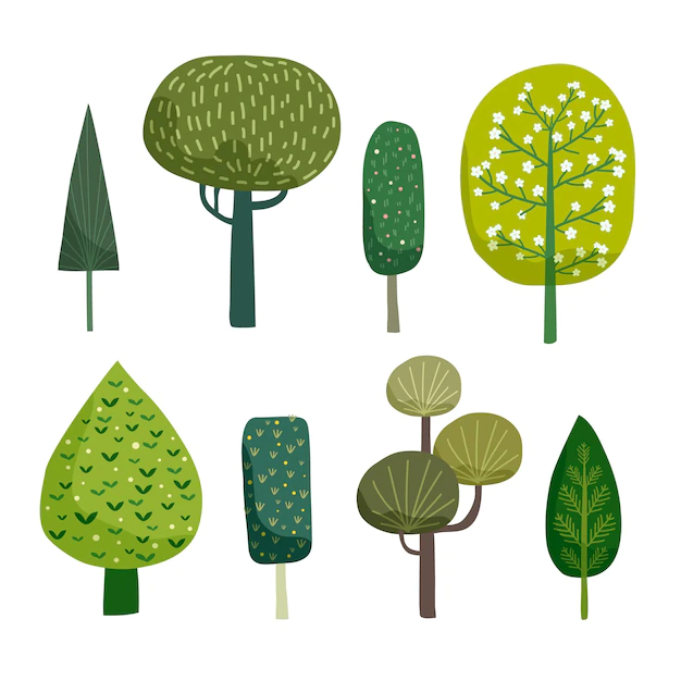 Free Vector | Hand drawn type of trees collection