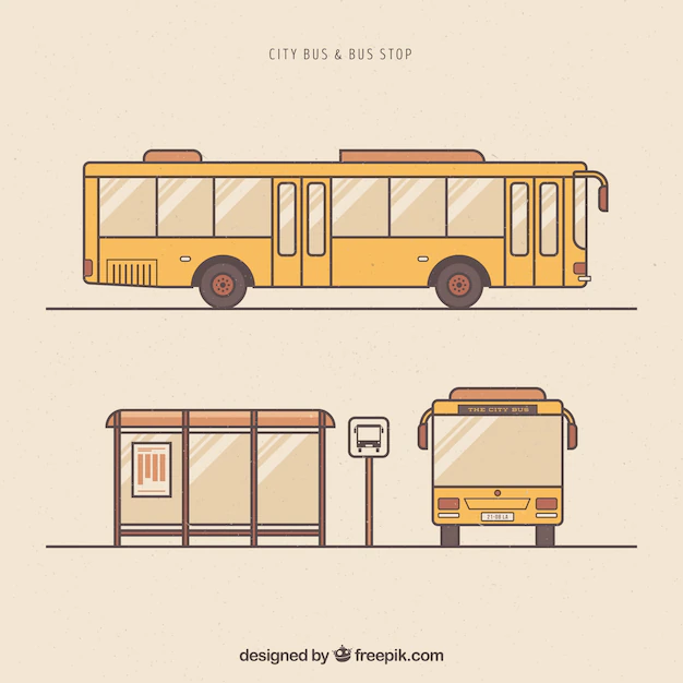 Free Vector | Hand drawn urban bus and bus stop