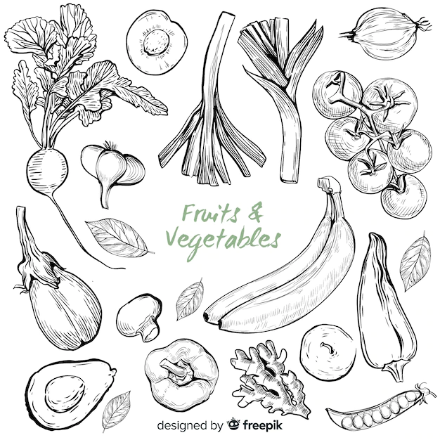 Free Vector | Hand drawn vegetables and fruits