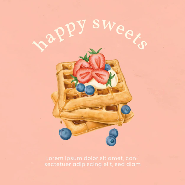 Free Vector | Hand drawn waffles instagram ad template