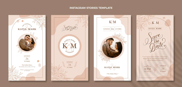 Free Vector | Hand drawn wedding ig stories