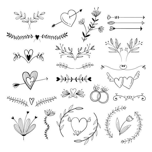 Free Vector | Hand drawn wedding ornaments collection