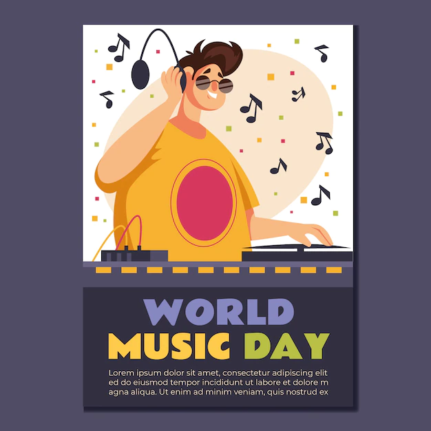 Free Vector | Hand drawn world music day template