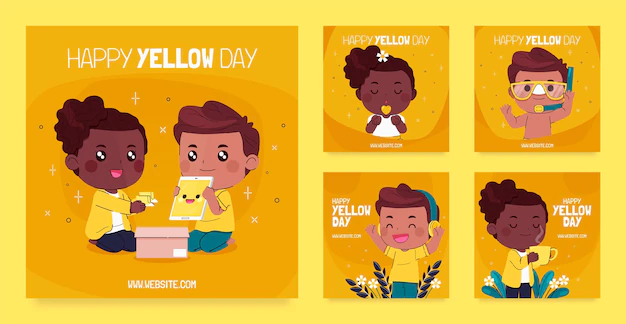 Free Vector | Hand drawn yellow day instagram post