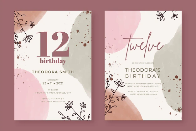 Free Vector | Hand painted floral birthday invitation templates in two versions