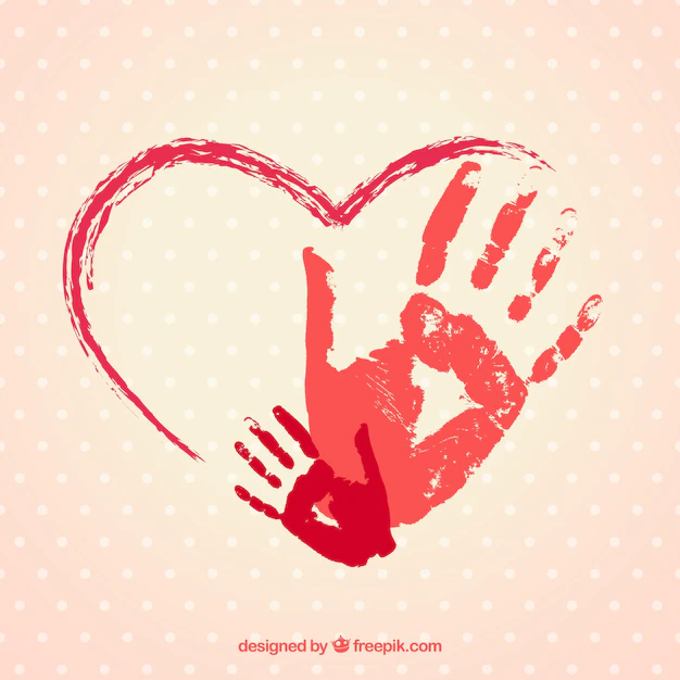 Free Vector | Hand painted heart with handprints