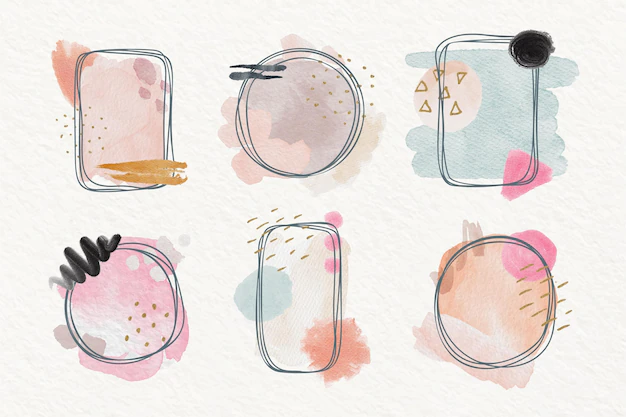 Free Vector | Hand painted watercolor doodle frame collection