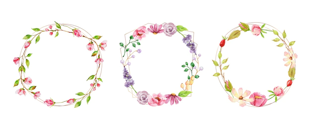 Free Vector | Hand painted watercolor floral wreath collection