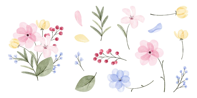 Free Vector | Hand painted watercolor flower collection