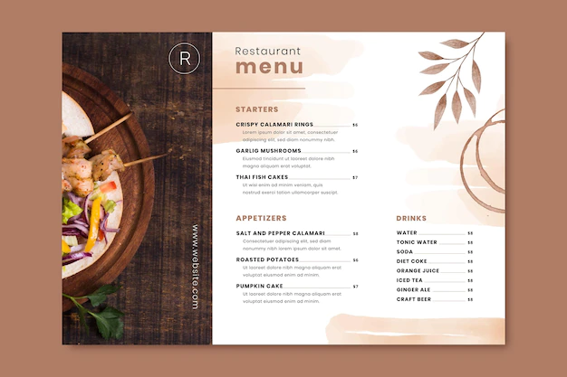 Free Vector | Hand painted watercolor rustic restaurant menu template