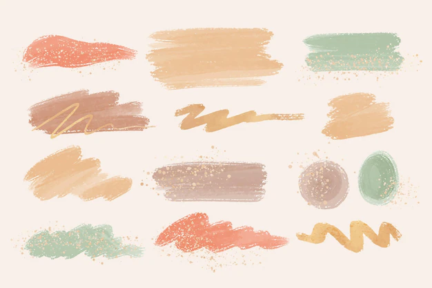 Free Vector | Hand painted watercolor stains and brush strokes with gold and glitter