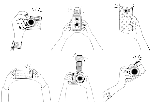 Free Vector | Hand with camera set