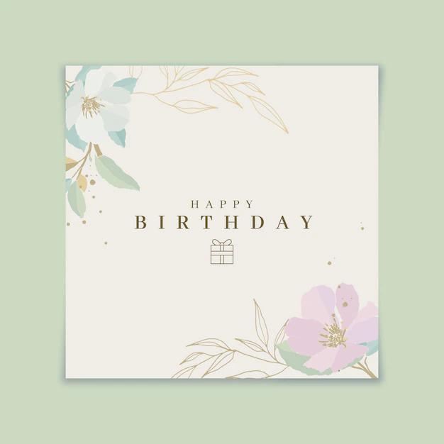 Free Vector | Happy birthday blooming flowers card