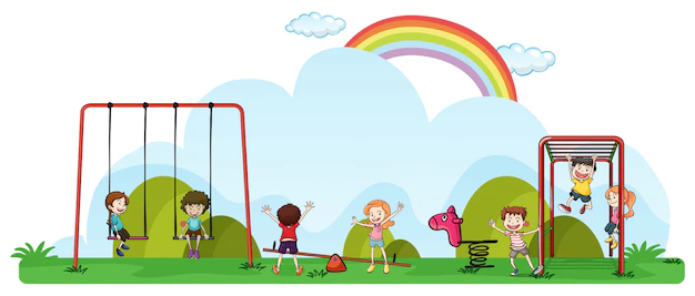 Free Vector | Happy children playing in playground