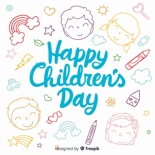 Free Vector | Happy children's day background with lettering