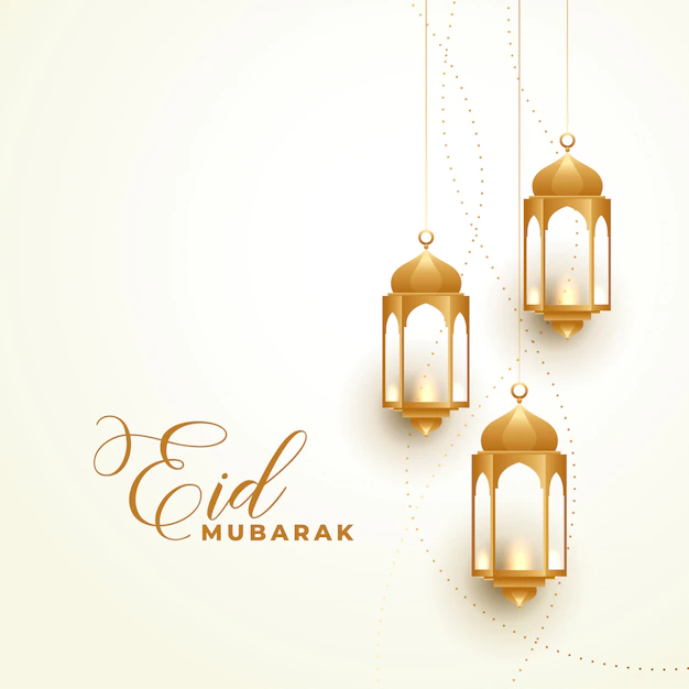 Free Vector | Happy eid festival golden lamps