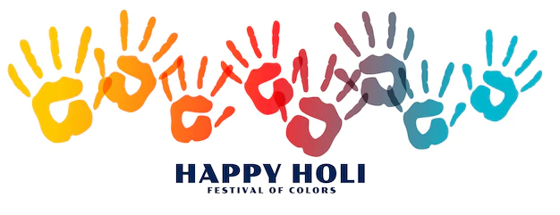 Free Vector | Happy holi colorful hand prints banner
