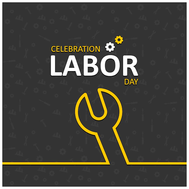 Free Vector | Happy labor day with wrench symbol