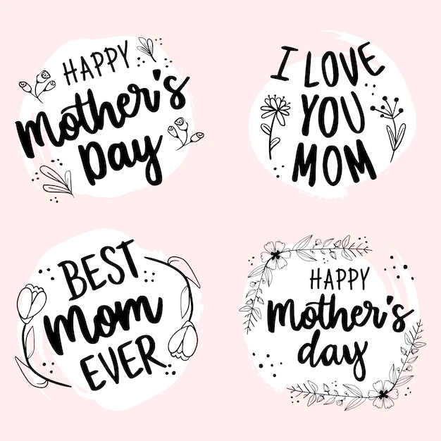 Free Vector | Happy mothers day hand drawn lettering badge collection