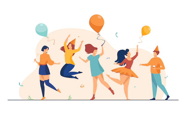 Free Vector | Happy people dancing at party flat illustration