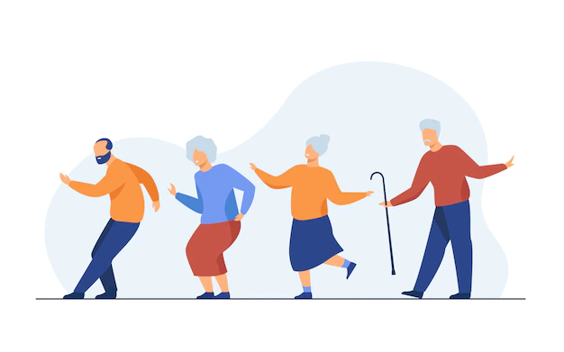 Free Vector | Happy senior people dancing at party