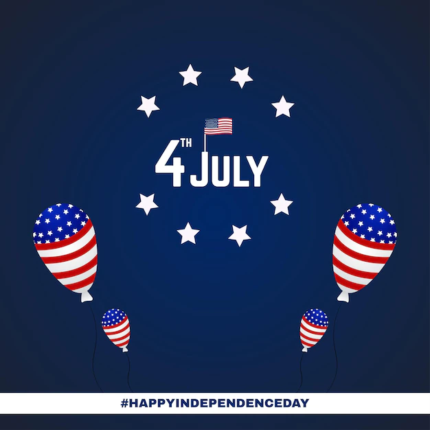 Free Vector | Happy usa independence day blue red white background social media design banner free vector