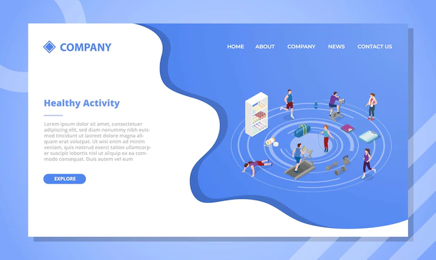 Free Vector | Healthy lifestyle people concept for website template or landing homepage with isometric style
