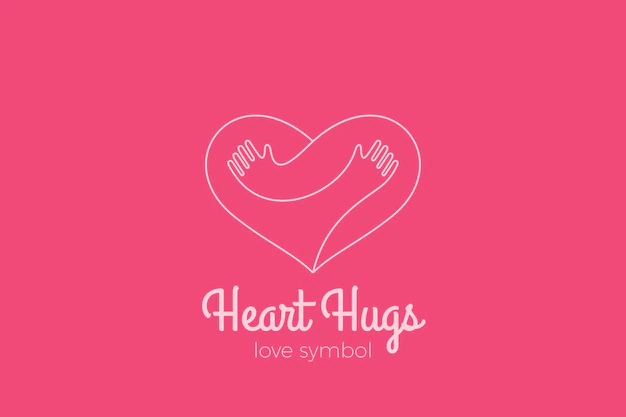 Free Vector | Heart love hugs logo. hugging hands linear style. valentines day romantic dating charity donation logotype