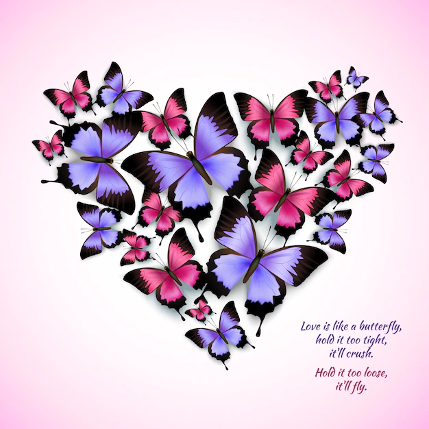 Free Vector | Heart with butterflies