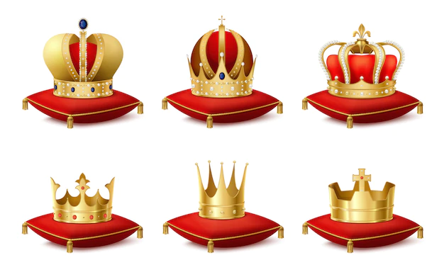 Free Vector | Heraldic royal crowns on cushions realistic set