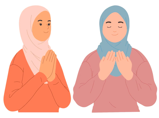 Free Vector | Hijab girl pray muslim islam ramadan clipart vector illustration