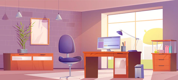 Free Vector | Home office interior room for working with pc