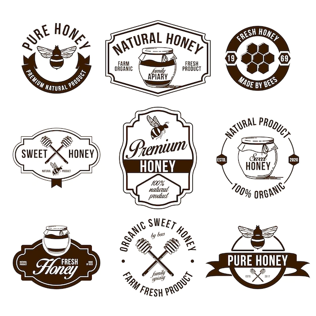 Free Vector | Honey farm flat labels set