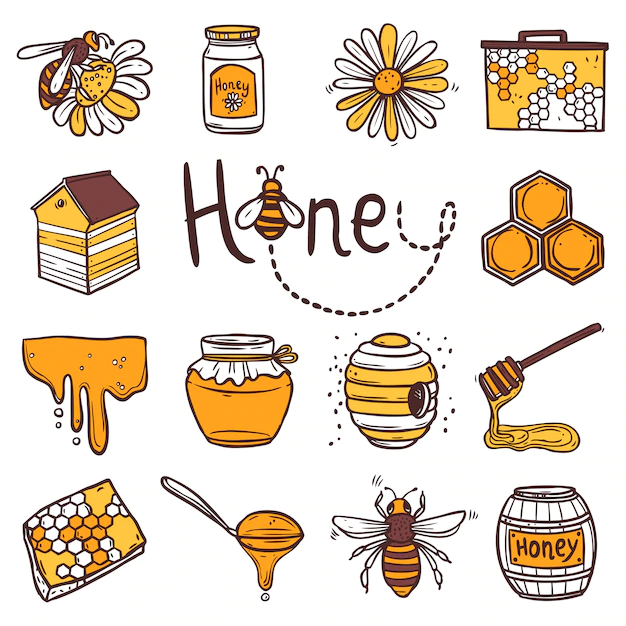 Free Vector | Honey icons set