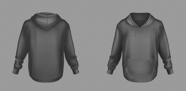 Free Vector | Hoody, black sweatshirt mock up front and back set