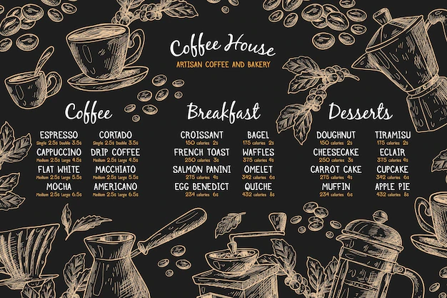 Free Vector | Horizontal menu template with coffee