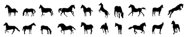 Free Vector | Horse silhouette mustang silhouettes pack