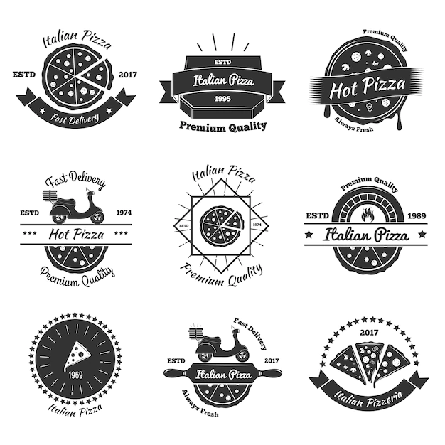 Free Vector | Hot pizza delivery emblems