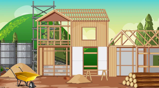 Free Vector | House construction site scene