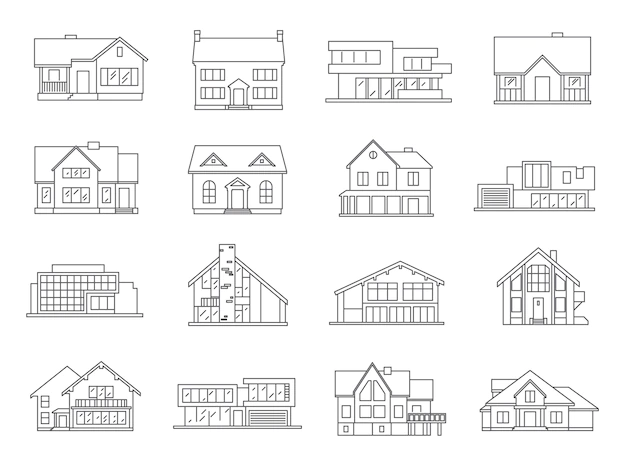 Free Vector | House icons flat set