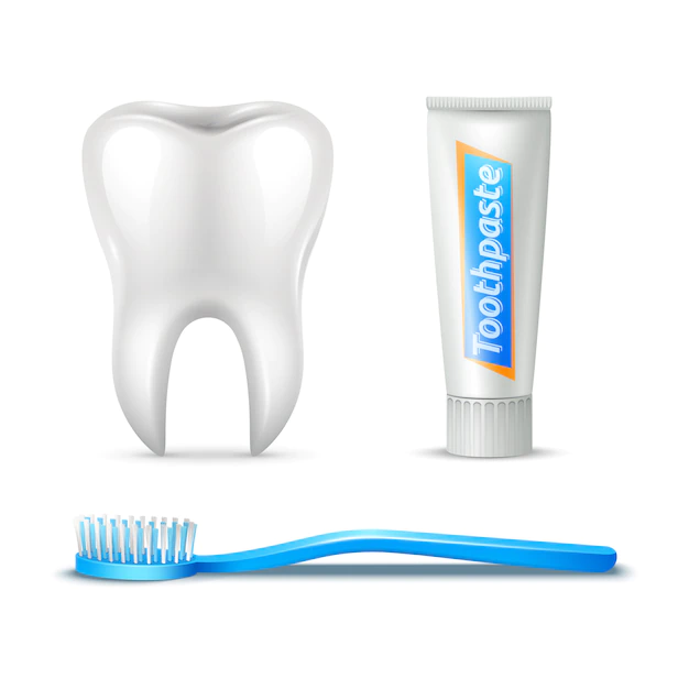 Free Vector | Human tooth brush and paste realistic set