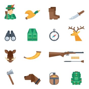 Free Vector | Hunting icons set