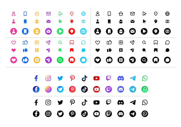 Free Vector | Icons and social media logos collection for business cards and webs
