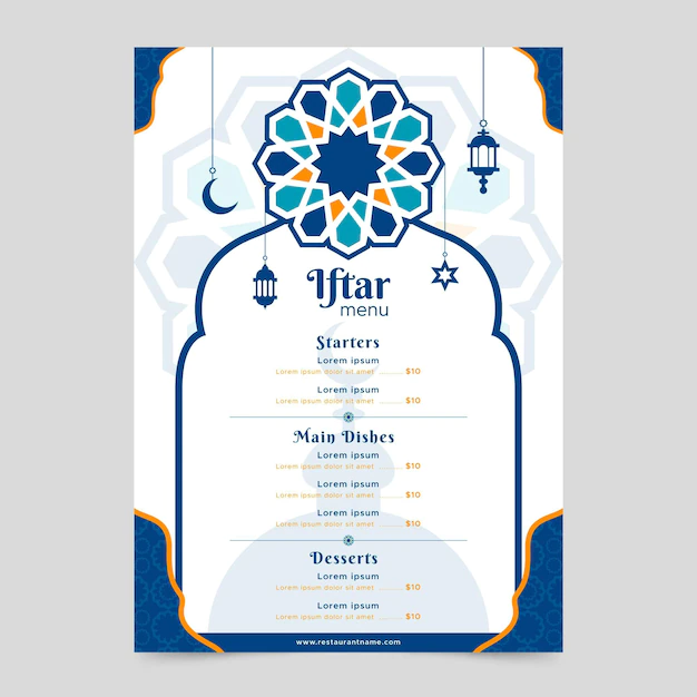 Free Vector | Iftar event menu template