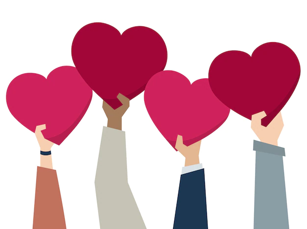 Free Vector | Illustration of diverse people holding hearts